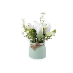 Sztuczne tulipany w doniczce - White (1 Sztuka)