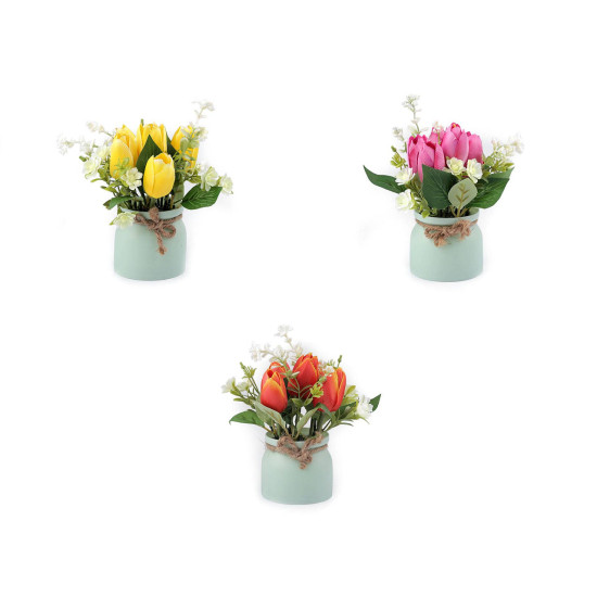 Artificial tulips in a flower pot - Darkpink (1 Piece) Artificial tulips in a flower pot - Darkpink (1 Piece)