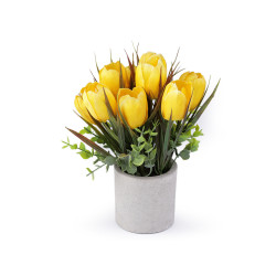 Cserepes mű tulipán virág - Sárga (1 Darab)