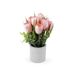 Cserepes mű tulipán virág - Púderrózsaszín (1 Darab)