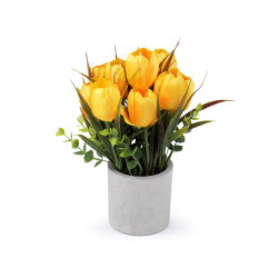 Artificial tulips in a flower pot - Orange-yellow (1 Piece)