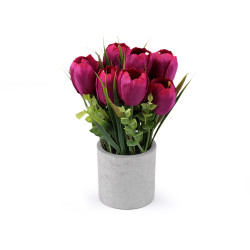 Artificial tulips in a flower pot - Fuchsia dark (1 Piece)