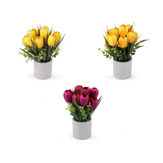 Artificial tulips in a flower pot - Orange-yellow (1 Piece) Artificial tulips in a flower pot - Orange-yellow (1 Piece)