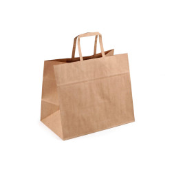 Torebka papierowa z szerokim dnem 32x27 cm - Naturalny brąz (100 Sztuki)