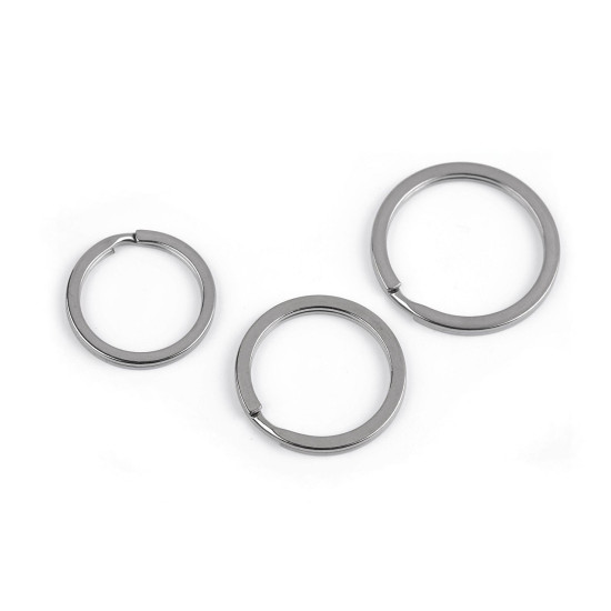 Anneau de porte-clés en acier chirurgical, ø 25 ; 28 ; 32 mm, plat - Nickel (10 Pièces) Anneau de porte-clés en acier chirurgical, ø 25 ; 28 ; 32 mm, plat - Nickel (10 Pièces)
