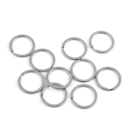 Anneau de porte-clés en acier chirurgical, ø 25 ; 28 ; 32 mm, plat - Nickel (10 Pièces) Anneau de porte-clés en acier chirurgical, ø 25 ; 28 ; 32 mm, plat - Nickel (10 Pièces)