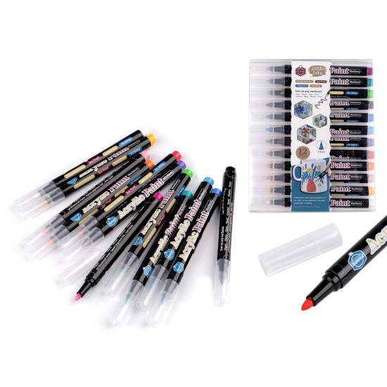 Kreatives acrylmarker-set, 12 stk., 2 mm - Mix (3 Sets) Kreatives acrylmarker-set, 12 stk., 2 mm - Mix (3 Sets)
