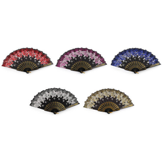 Alkalmi legyező pillangó glitteres - Piros (1 Darab) Alkalmi legyező pillangó glitteres - Piros (1 Darab)