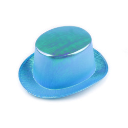 Carnival hat / metallic top hat - Blue azure (1 Piece)