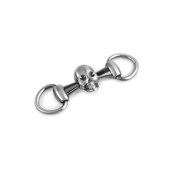 Klamra metalowa / ozdoba czaszka 22x76 mm - Nikiel szczotkowany (1 Sztuka)