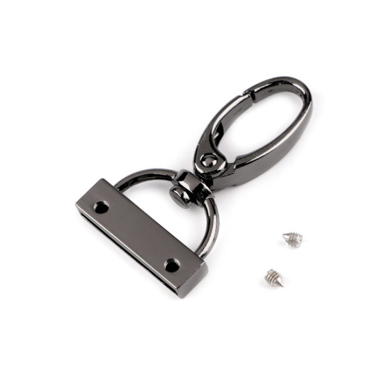 Karabińczyk metalowy z krętlikiem + zakończenie na taśmę o szerokości 25 mm - Złoty (1 Sztuka) Karabińczyk metalowy z krętlikiem + zakończenie na taśmę o szerokości 25 mm - Złoty (1 Sztuka)