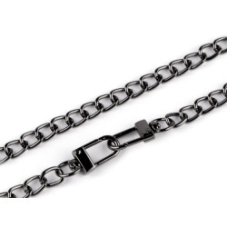 Łańcuszek do torebki z karabińczykiem długość 125 cm, szerokość 8 mm - Czarny nikiel (1 Sztuka)