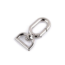Karabińczyk metalowy z krętlikiem, otwór do przewlekania 13 mm - Nikiel (1 Sztuka)