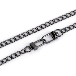 Łańcuszek do torebki z karabińczykiem długość 125 cm, szerokość 6 mm - Czarny nikiel (1 Sztuka)